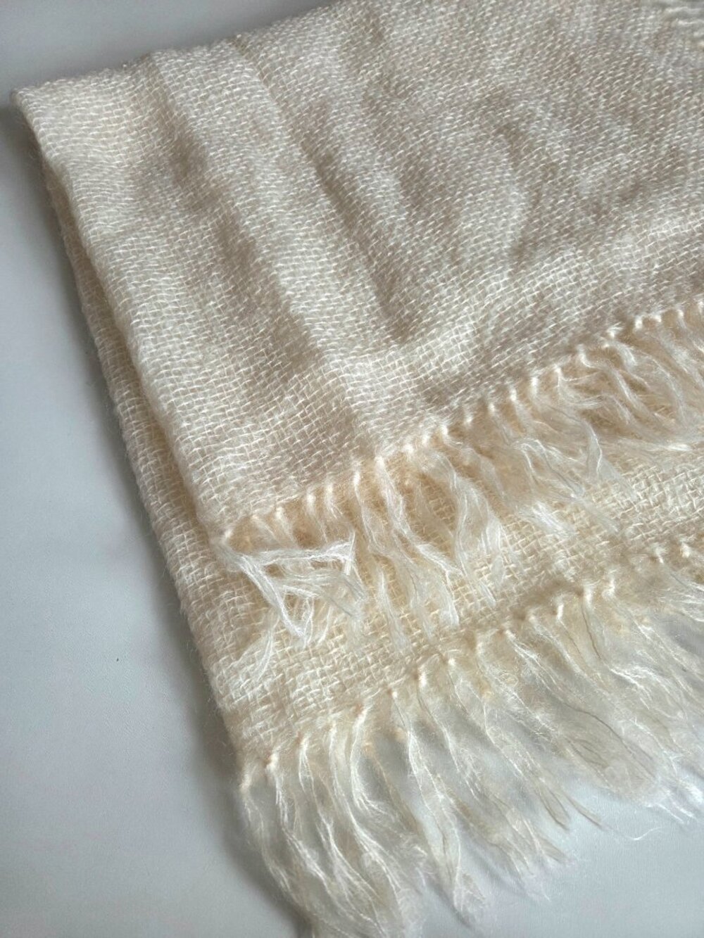 Mohair Beige Square Throw - Picture 2 of 5